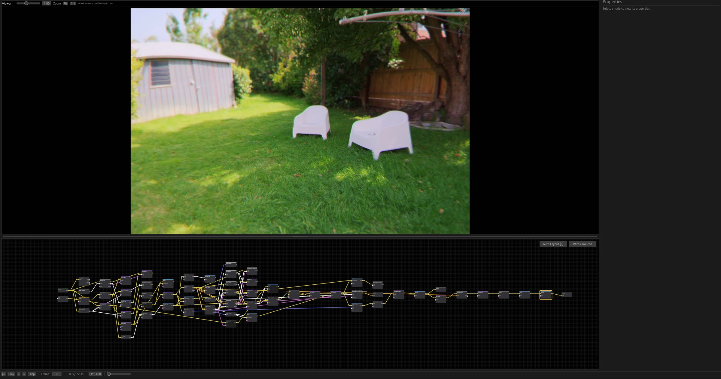 PsychFX node compositor showing a shader preview, node graph, and effect controls